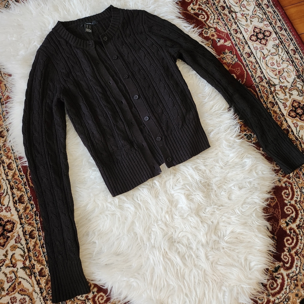Forever 21 Black Cable Knit Women's Cardigan